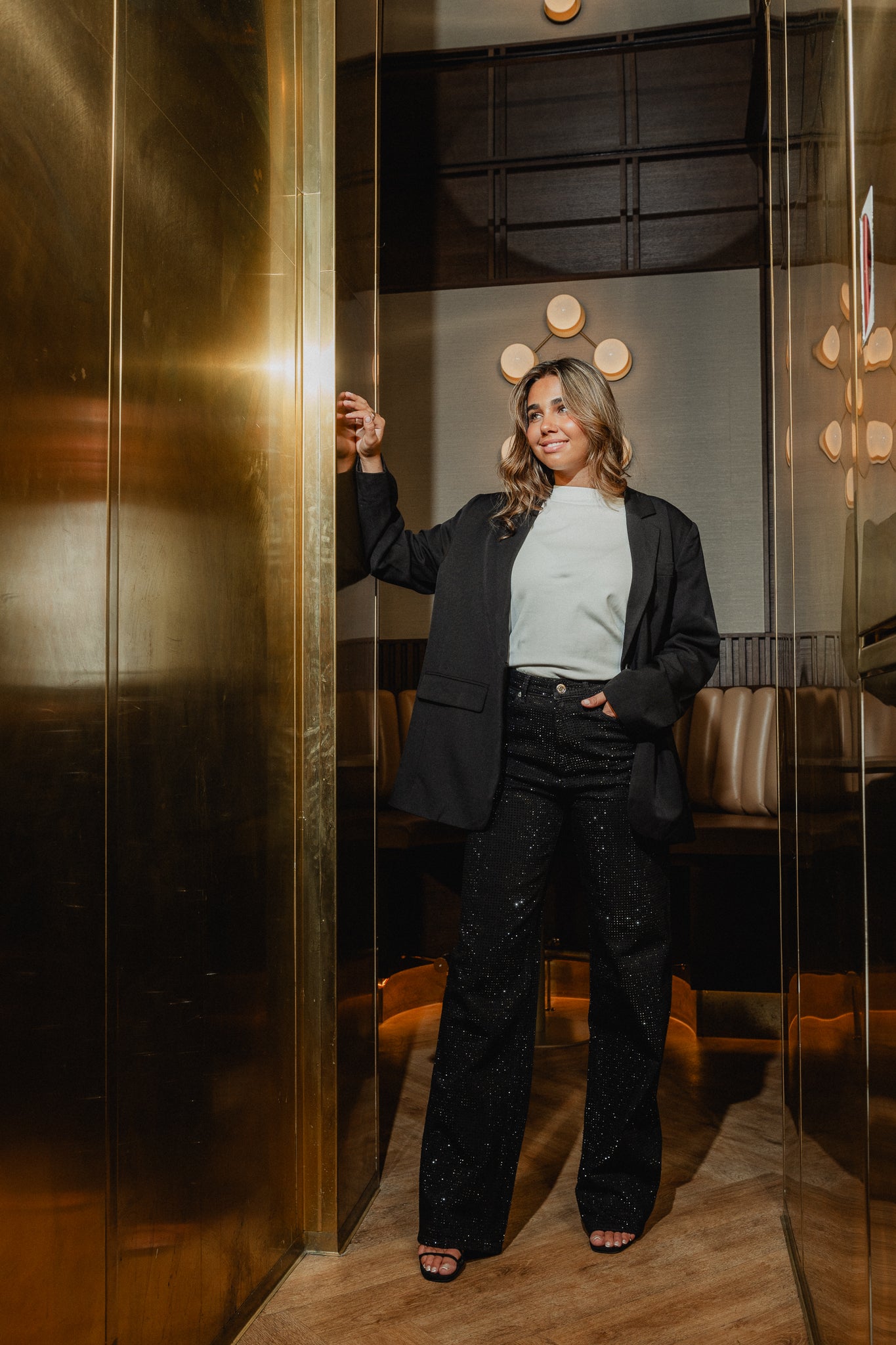 VMTESSA Rhinestones Jeans - Black Denim